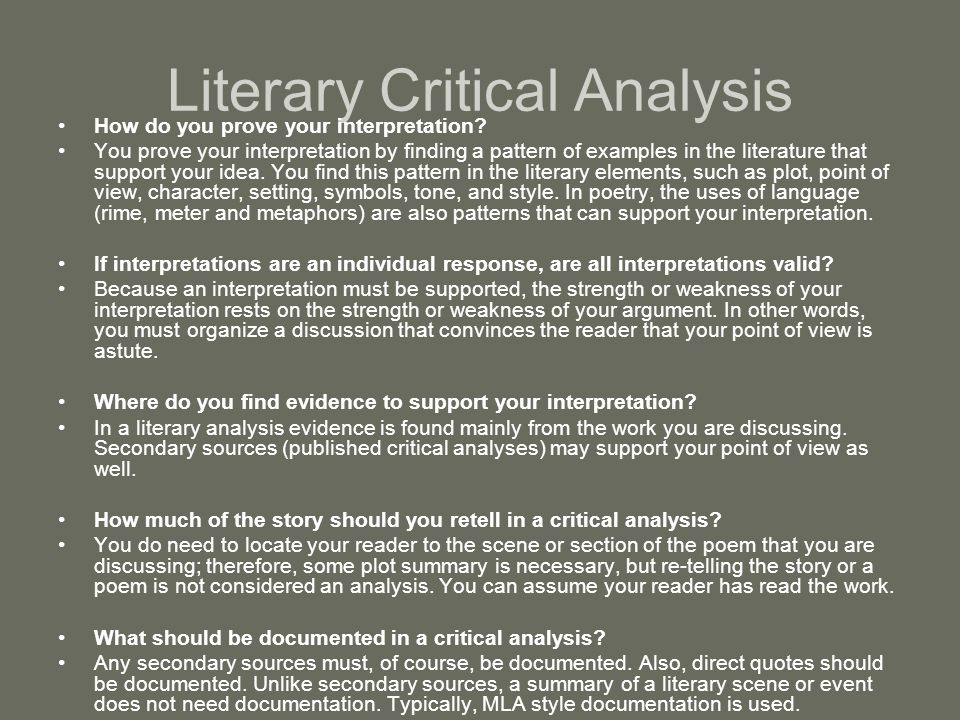 What is a critical literary analysis